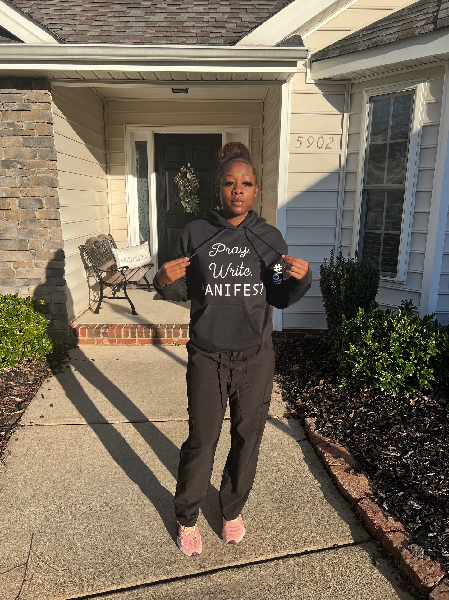 Pray, Write, Manifest Hoodie (Black)